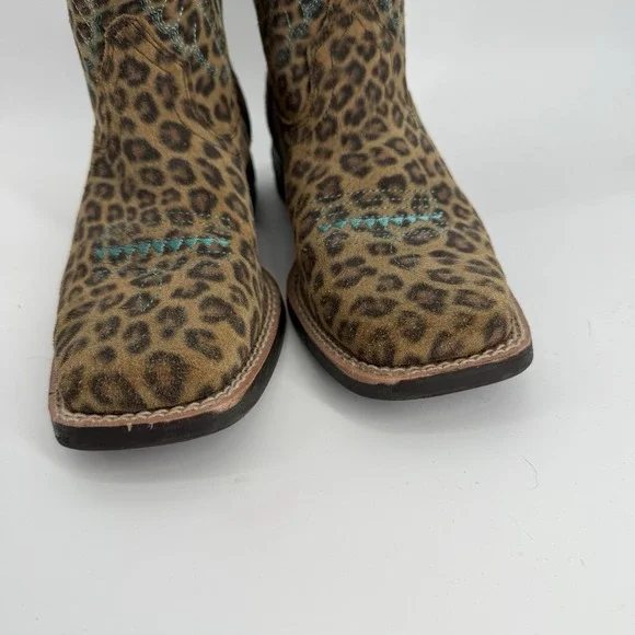 Ariat Kid's Primetime Leopard print Brown Leather US 1 Western Boot 10044422 - Picture 2 of 12